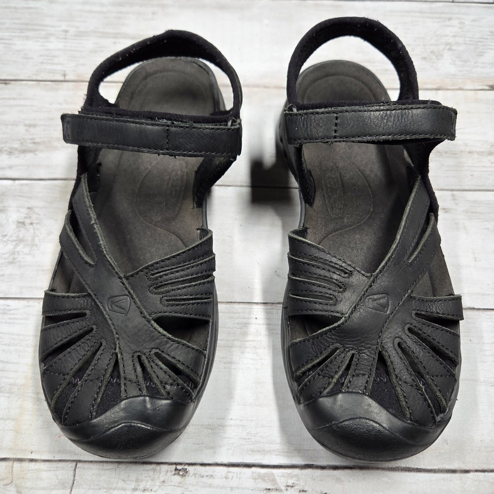 Keen Rose Sandal Sport Fisherman Womens 8 Black Leather Closed Toe Strappy